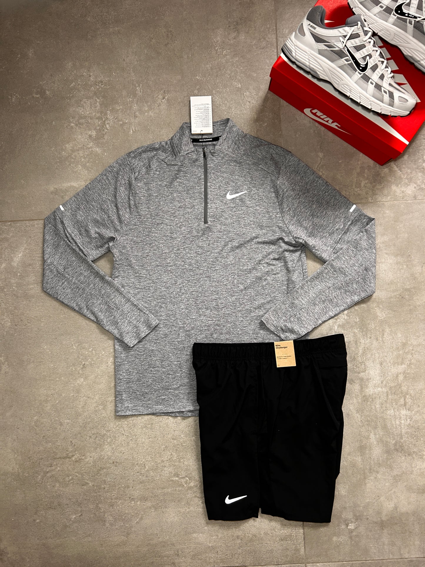 Nike Element 1/4 Zip Grey & Black Challenger Shorts SET