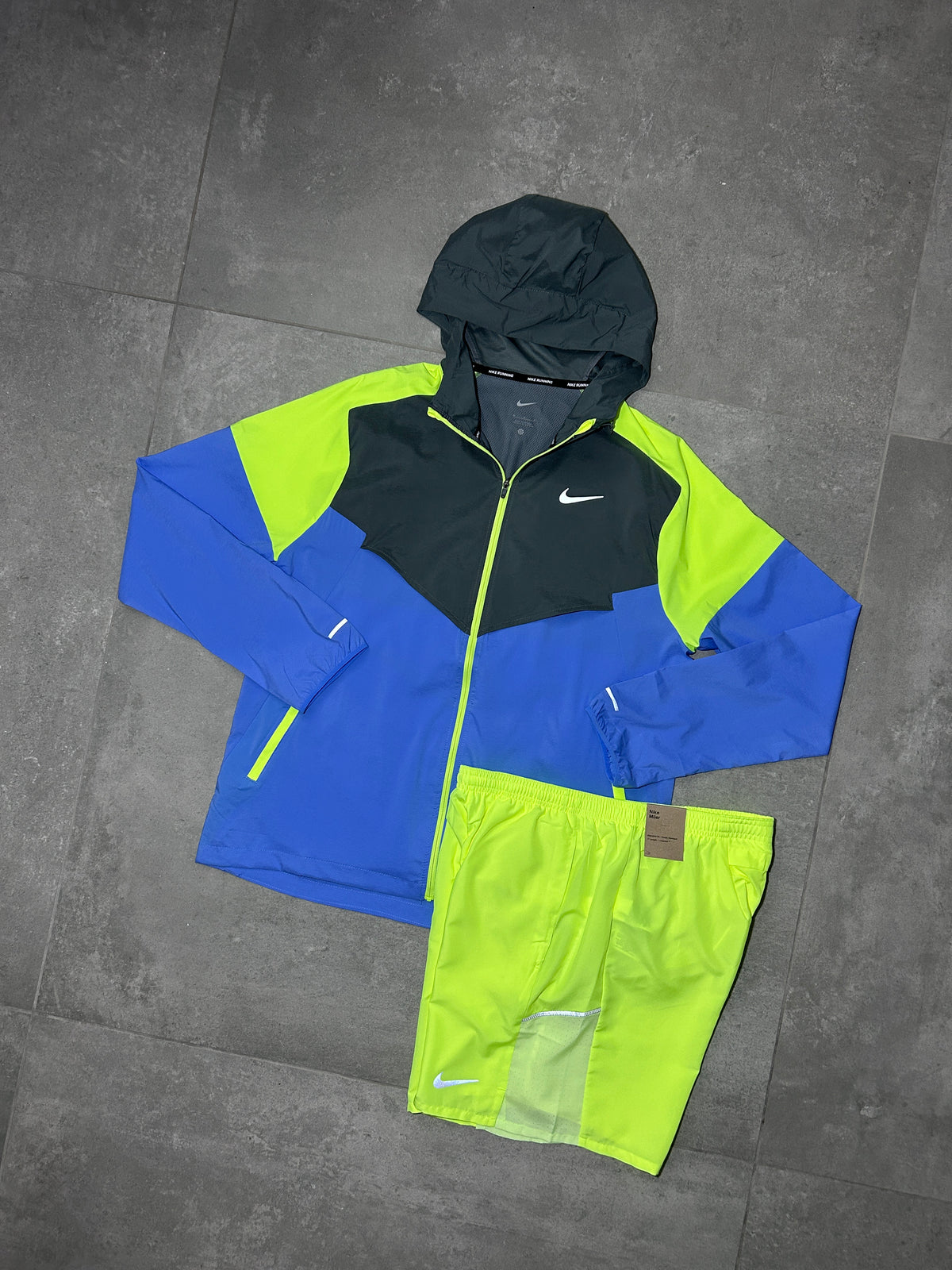 NIKE WINDRUNNER UNI BLUE NEON COOL GREY MENS SET