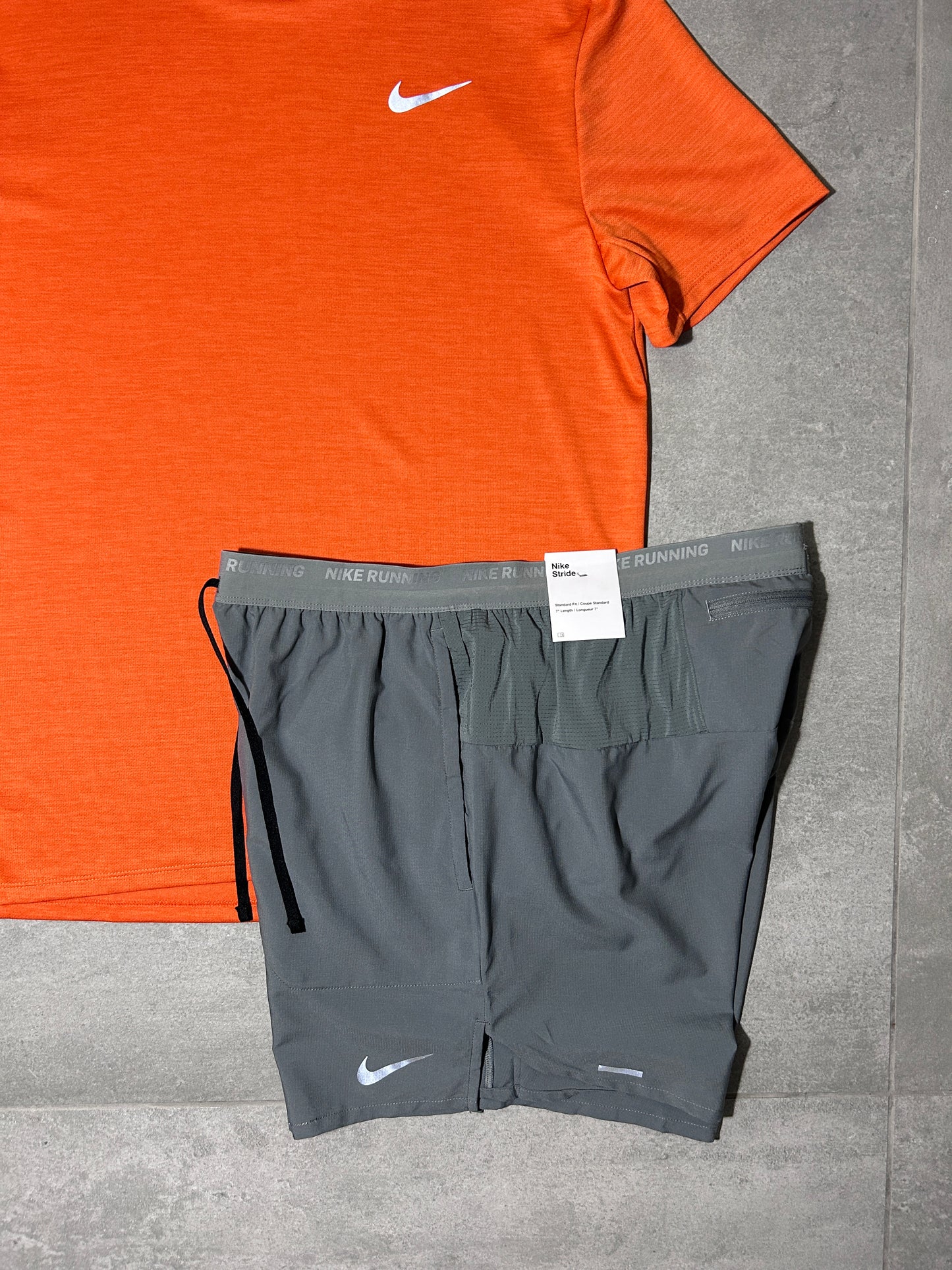 NIKE UV MILER SET ORANGE + NIKE FLEX STRIDE SHORTS 7INCH