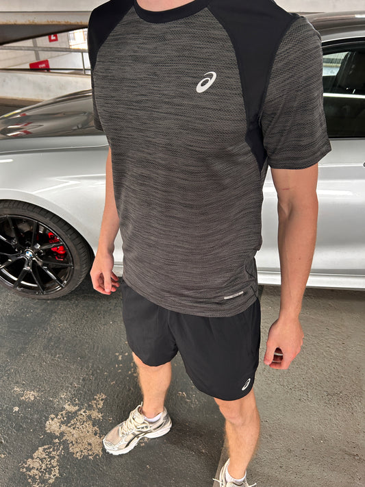 ASICS Road T-Shirt & Shorts Set - Grey/ Black