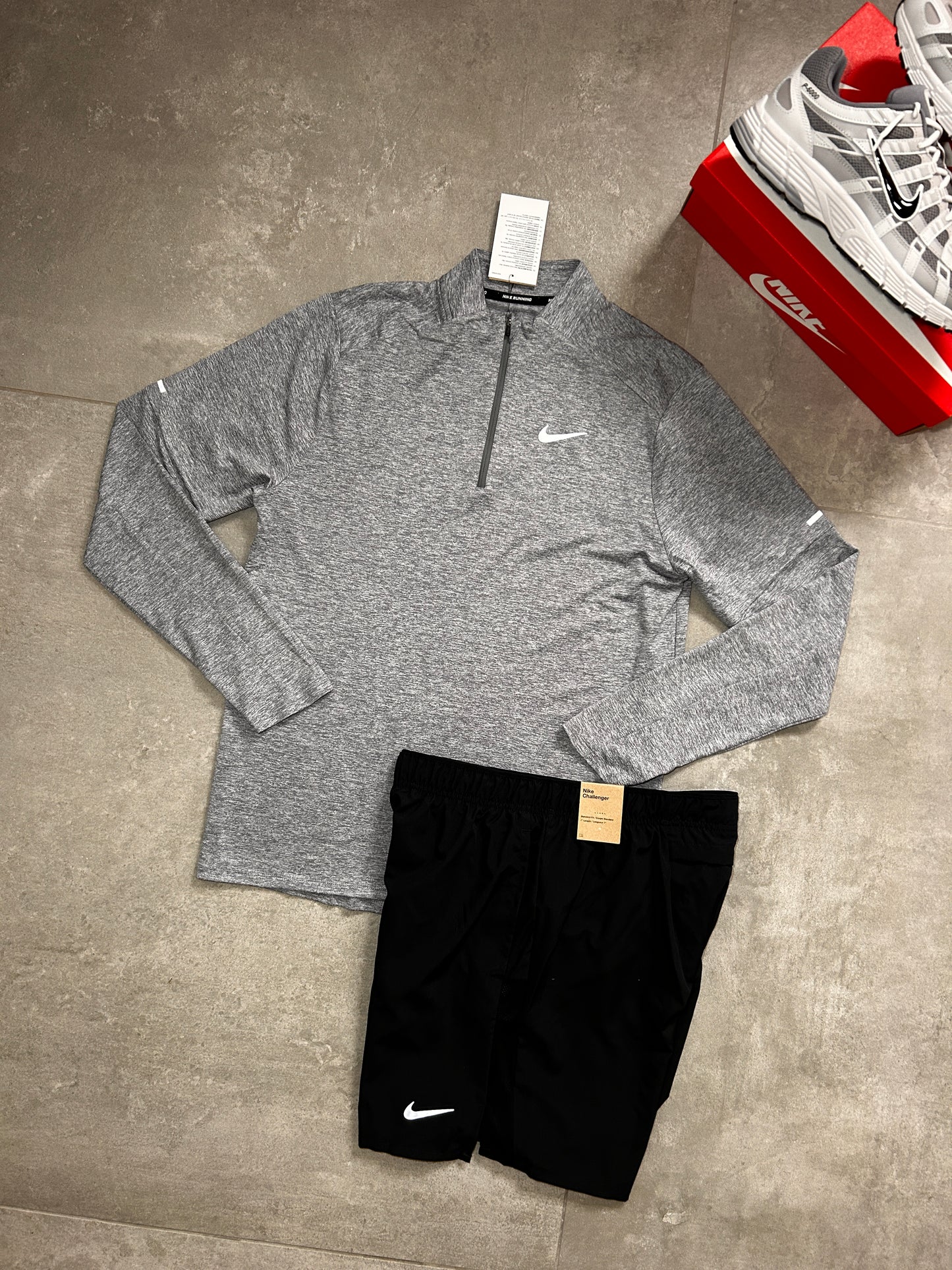Nike Element 1/4 Zip Grey & Black Challenger Shorts SET